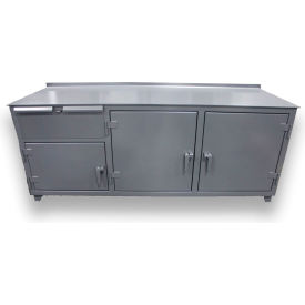Strong Hold® Extreme Duty Workbench w/ 1 Drawer & 3 Shelves 84"W x 30"D x 36"H Dark Gray 