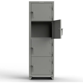 StrongHold® 4-Tier 4 Door Extra Heavy Duty Locker 24""W x 24""D x 75""H Gray Assembled