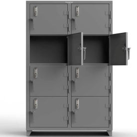 Strong Hold® 3-Tier 8 Door Digital Locker w/Keyless Entry Lock 48"Wx24"Dx75"H Gray Assembled