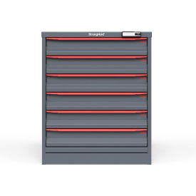Strong Hold Modular Drawer Cabinet 6 Drawers 120 Comp. 30"W x 29"D x 36"H Red /Gray Elec. Lock 