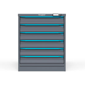 Strong Hold Modular Drawer Cabinet 6 Drawers 120 Comp. 30"W x 29"D x 36"H Blue /Gray Elec. Lock 