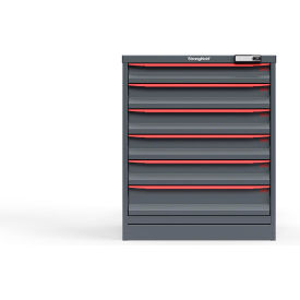 Strong Hold Modular Drawer Cabinet 6 Drawers 121 Comp. 30"W x 29"D x 36"H Red /Gray Elec. Lock 