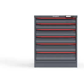 Strong Hold Modular Drawer Cabinet 6 Drawers 123 Comp. 30"W x 29"D x 36"H Red /Gray Elec. Lock 