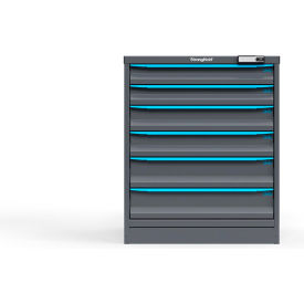 Strong Hold Modular Drawer Cabinet 6 Drawers 123 Comp. 30"W x 29"D x 36"H Blue /Gray Elec. Lock 