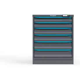 Strong Hold Modular Drawer Cabinet 6 Drawers 122 Comp. 30"W x 29"D x 36"H Blue /Gray Elec. Lock 
