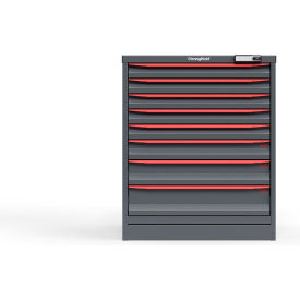 Strong Hold Modular Drawer Cabinet 8 Drawers 61 Comp. 30"W x 29"D x 36"H Red /Gray Elec. Lock 