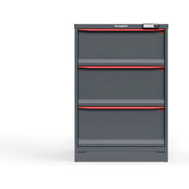 Strong Hold Modular Drawer Cabinet 3 Drawers 30"W x 29"D x 44"H Red /Gray Electronic Lock 