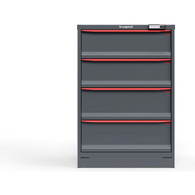 Strong Hold Modular Drawer Cabinet 4 Drawers 20 Comp. 30"W x 29"D x 44"H Red /Gray Elec. Lock 