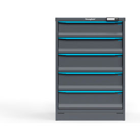 Strong Hold Modular Drawer Cabinet 5 Drawers 51 Comp. 30"W x 29"D x 44"H Blue /Gray Elec. Lock 