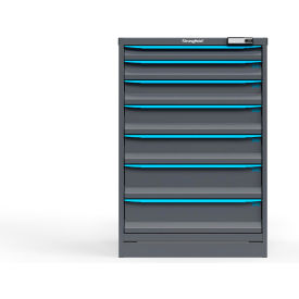 Strong Hold Modular Drawer Cabinet 7 Drawers 101 Comp. 30"W x 29"D x 44"H Blue /Gray Elec. Lock 
