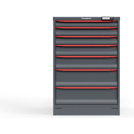 Strong Hold Modular Drawer Cabinet 7 Drawers 104 Comp. 30"W x 29"D x 44"H Red /Gray Elec. Lock 