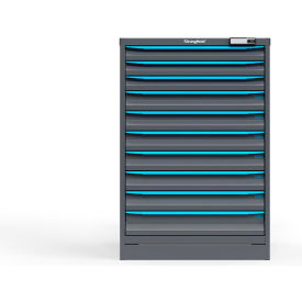 Strong Hold Modular Drawer Cabinet 10 Drawers 170 Comp. 30"Wx29"Dx44"H Blue /Gray Elec. Lock 