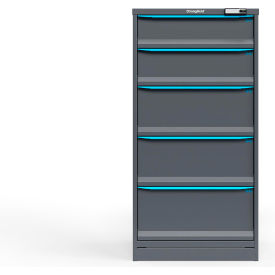 Strong Hold Modular Drawer Cabinet 5 Drawers 15 Comp. 30"W x 29"D x 60"H Blue /Gray Elec. Lock 