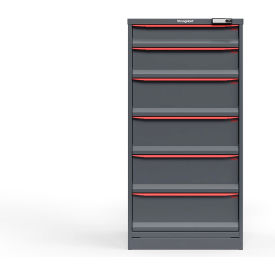 Strong Hold Modular Drawer Cabinet 6 Drawers 41 Comp. 30"W x 29"D x 60"H Red /Gray Elec. Lock 