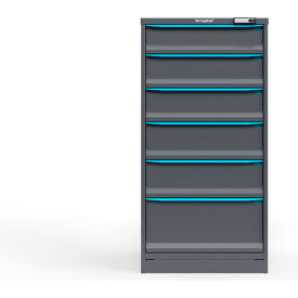 Strong Hold Modular Drawer Cabinet 6 Drawers 42 Comp. 30"W x 29"D x 60"H Blue /Gray Elec. Lock 