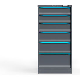 Strong Hold Modular Drawer Cabinet 6 Drawers 43 Comp. 30"W x 29"D x 60"H Blue /Gray Elec. Lock 