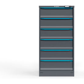 Strong Hold Modular Drawer Cabinet 6 Drawers 36 Comp. 30"W x 29"D x 60"H Blue /Gray Elec. Lock 