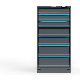 Strong Hold Modular Drawer Cabinet 7 Drawers 74 Comp. 30"W x 29"D x 60"H Blue /Gray Elec. Lock 