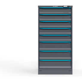 Strong Hold Modular Drawer Cabinet 8 Drawers 107 Comp. 30"W x 29"D x 60"H Blue /Gray Elec. Lock 