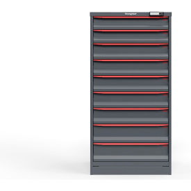 Strong Hold Modular Drawer Cabinet 9 Drawers/3 Sz. 144 Comp. 30"Wx29"Dx60"H Red  Elec. Lock 
