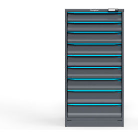 Strong Hold Modular Drawer Cabinet 9 Drawers (3 Sz.) 144 Comp. 30"Wx29"Dx60"HBlue  Elec. Lock 