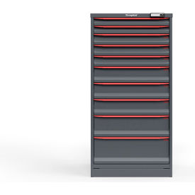 Strong Hold Modular Drawer Cabinet 10 Drawers 136 Comp. 30"W x 29"D x 60"H Red /Gray Elec. Lock 