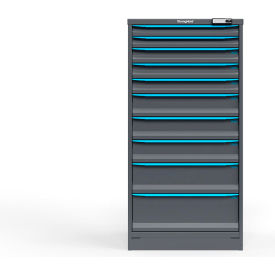 Strong Hold Modular Drawer Cabinet 10 Drawers 136 Comp. 30"Wx29"Dx60"H Blue /Gray Elec. Lock 