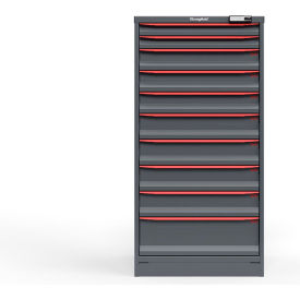 Strong Hold Modular Drawer Cabinet 10 Drawers 130 Comp. 30"W x 29"D x 60"H Red /Gray Elec. Lock 