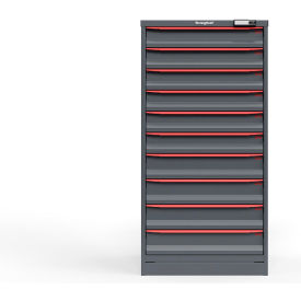 Strong Hold Modular Drawer Cabinet 10 Drawers 184 Comp. 30"W x 29"D x 60"H Red /Gray Elec. Lock 