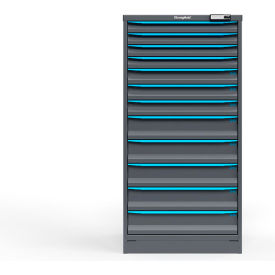 Strong Hold Modular Drawer Cabinet 12 Drawers 155 Comp. 30"Wx29"Dx60"H Blue /Gray Elec. Lock 