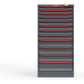 Strong Hold Modular Drawer Cabinet 12 Drawers 157 Comp. 30"W x 29"D x 60"H Red /Gray Elec. Lock 