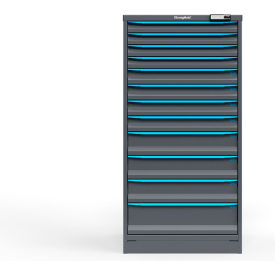 Strong Hold Modular Drawer Cabinet 12 Drawers 157 Comp. 30"Wx29"Dx60"H Blue /Gray Elec. Lock 