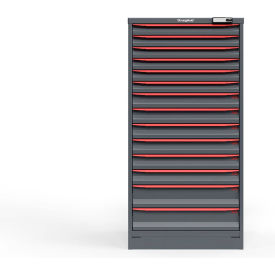 Strong Hold Modular Drawer Cabinet 14 Drawers 182 Comp. 30"W x 29"D x 60"H Red /Gray Elec. Lock 