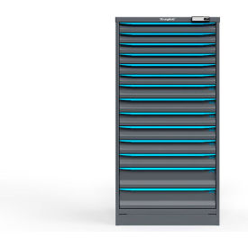 Strong Hold Modular Drawer Cabinet 14 Drawers 182 Comp. 30"Wx29"Dx60"H Blue /Gray Elec. Lock 