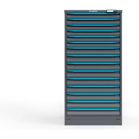 Strong Hold Modular Drawer Cabinet 15 Drawers 225 Comp. 30"Wx29"Dx60"H Blue /Gray Elec. Lock 