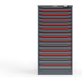 Strong Hold Modular Drawer Cabinet 15 Drawers 195 Comp. 30"W x 29"D x 60"H Red /Gray Elec. Lock 