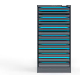 Strong Hold Modular Drawer Cabinet 15 Drawers 195 Comp. 30"Wx29"Dx60"H Blue /Gray Elec. Lock 