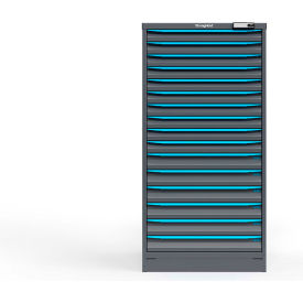 Strong Hold Modular Drawer Cabinet 16 Drawers 150 Comp. 30"Wx29"Dx60"H Blue /Gray Elec. Lock 