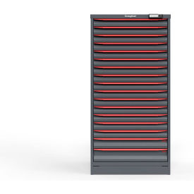 Strong Hold Modular Drawer Cabinet 17 Drawers 45 Comp. 30"W x 29"D x 60"H Red /Gray Elec. Lock 