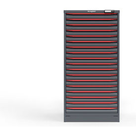 Strong Hold Modular Drawer Cabinet 18 Drawers 30"W x 29"D x 60"H Red /Gray Electronic Lock 