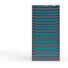 Strong Hold Modular Drawer Cabinet 18 Drawers 30"W x 29"D x 60"H Blue /Gray Electronic Lock 