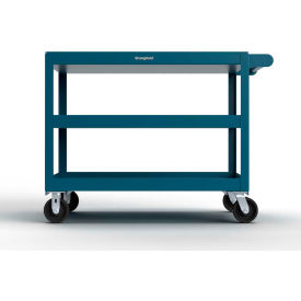 Strong Hold® Mobile Service Cart w/ 3 Shelves 4800 lb. Capacity 48"L x 32"W x 40"H Blue 