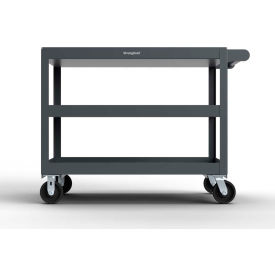 Strong Hold® Mobile Service Cart w/ 3 Shelves 4800 lb. Capacity 48"L x 32"W x 40"H Dark Gray 