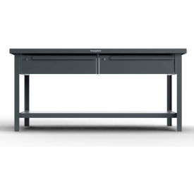 Strong Hold® Extreme Duty Shop Table Workbench 2 Drawers 1 Shelf60"W x 36"D x 34"HDark Gray 