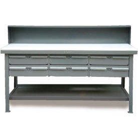 Strong Hold Storage Workbench W/ 6 Drawers & Shelf Laminate Square Edge 60"W x 36"D Gray 