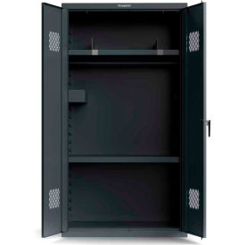 Strong Hold Products TA-50-COM-P StrongHold® Heavy Duty Locker, 3 Shelves, 2 Moveable Hooks, 42"W x 24"D x 78"H,Black,All-Welded image.