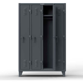 Strong Hold Products 46-18-1TSL StrongHold® 1-Tier 4 Door Slim-Line Locker, 50"W x 18"D x 78"H, Gray, All-Welded image.