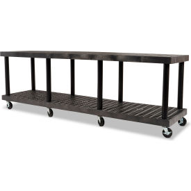 SPC Industrial Grid Top Modular-Kart with 2 Shelves & 4" Casters 96"Lx24"Wx32"H Black 