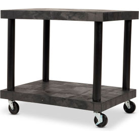 SPC Industrial Solid Top Modular-Kart with 2 Shelves & 4" Casters 36"Lx24"Wx32"H Black 