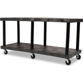 SPC Industrial Solid Top Modular-Kart with 2 Shelves & 4" Casters 66"Lx24"Wx32"H Black 
